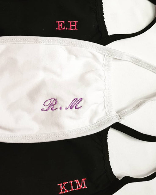 Personalised embroidery on custom face masks by Its Handmade